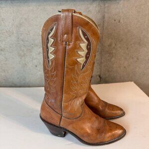 Vintage Acme Women’s Cowboy Boots – Size 8 – Tan Leather Western Boots